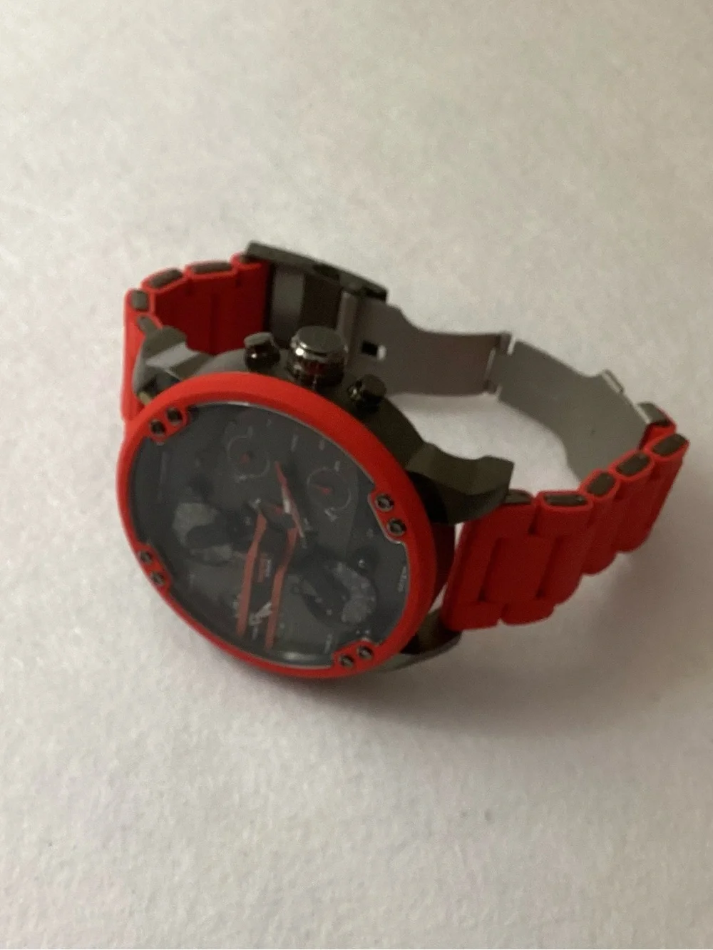 Diesel Chronograph Mr. Daddy 2.0 Red Silicone Strap Watch 55x66mm DZ7370